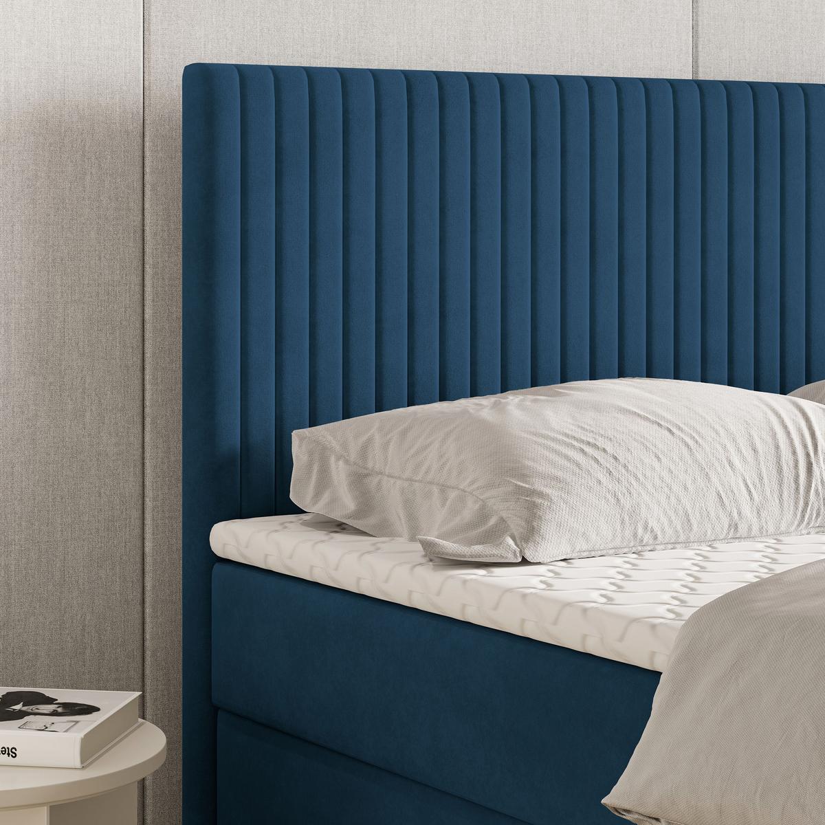 BOXBETT TERVAN 140x200 cm mit Matratze und Topper - Blau - Blau, Holz (140/200cm) - MASSENO