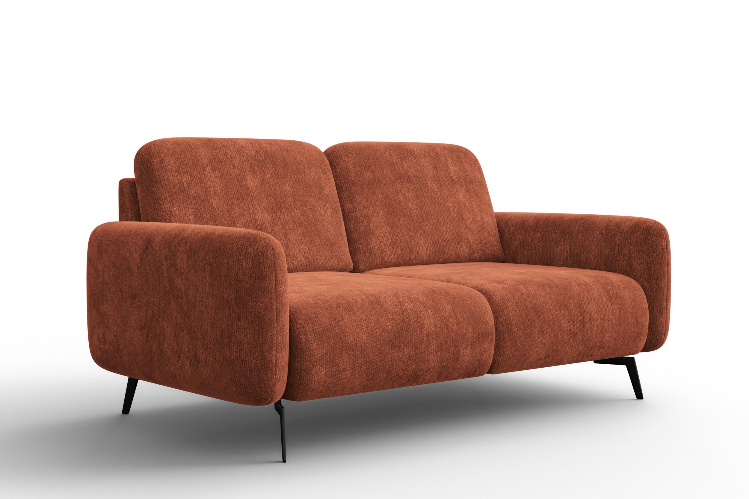 SOFA FEBE 2-Sitzer, rostroter Chenille-Stoff - Rostfarben/Schwarz, Holz/Textil (160/82/96cm) - Wozimo