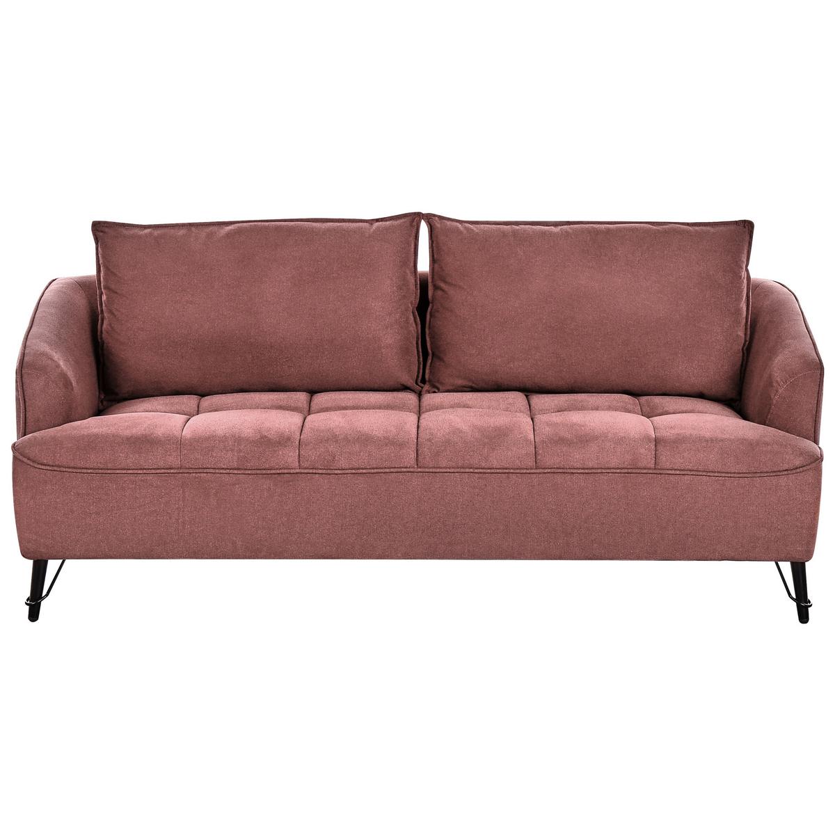 SOFA-SET 5-Sitzer Stoff Burgunderrot Hobro - Rot/Schwarz, Textil (196/87/85cm) - Beliani