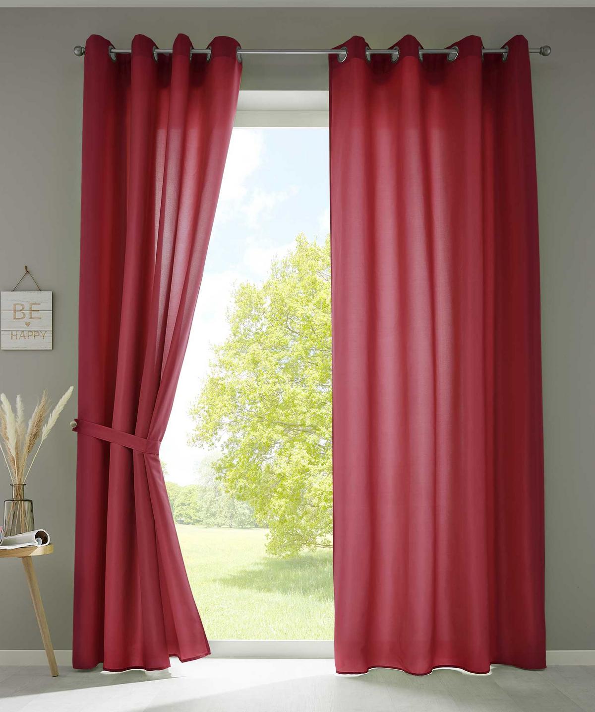 VORHANG 2ER SET BERLIN HxB 225x140cm Bordeaux - Bordeaux, Textil (140/225/225cm) - Gardinenbox