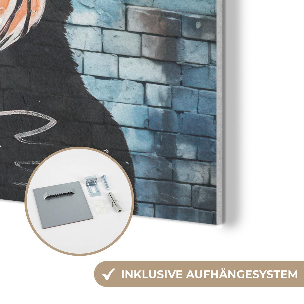 AKUSTIKBILD Affe - Graffiti - Musik Akustikpaneele 90x60 cm - Multicolor, Kunststoff (90/60/0.9cm) - MuchoWow