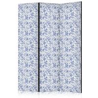 PARAVENT Akustik 3-tlg 135x172 cm Blaue Blumen - Blau, Holz/Textil (135/172/3cm) - Muralo