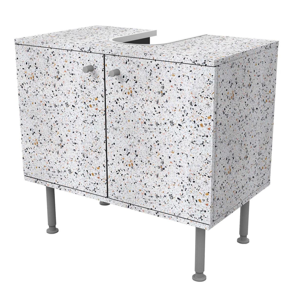 WASCHBECKENUNTERSCHRANK Terrazzo Muster Neapel 60/55/35 cm - Weiß, Holzwerkstoff (60/55/35cm) - Bilderwelten