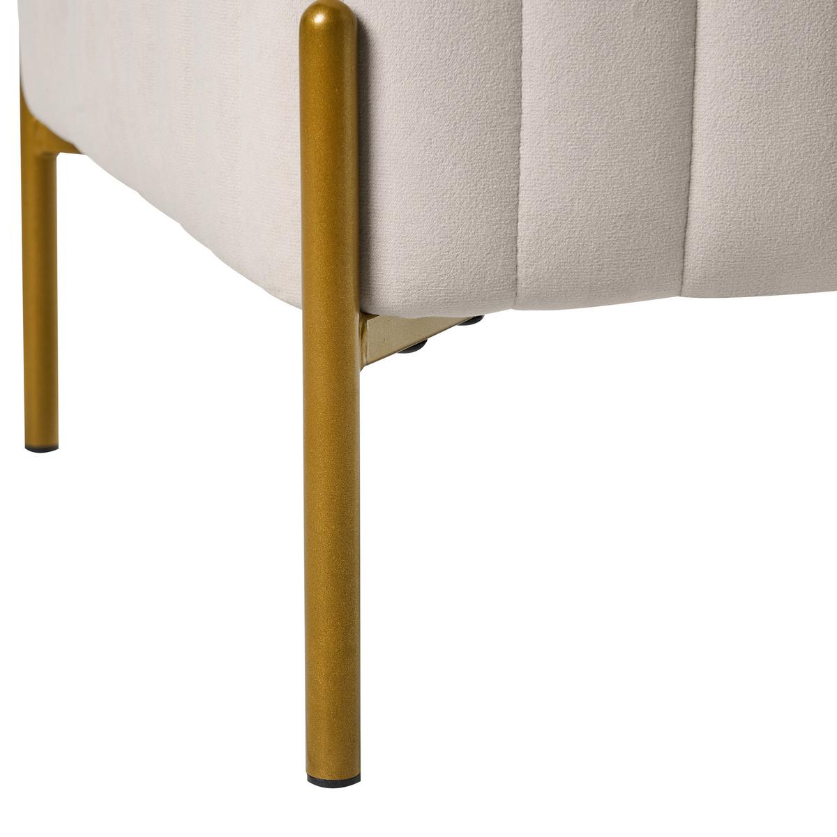 HOCKER Samtstoff Cremeweiß Utah - Weiß, Textil (47/43/47cm) - Beliani