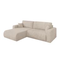 ECKSOFA mit Schlaffunktion Ottomane Links BERY-L 276x193x88 Beige Cord - Beige/Schwarz, Holzwerkstoff/Kunststoff (276/193cm) - ALTDECOR