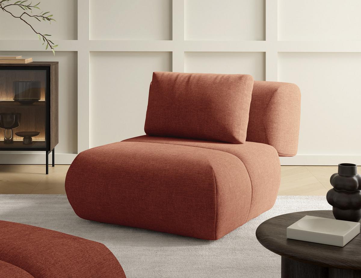 SESSEL ATOMO, Modern Polstersessel Loungesessel, Chenille-Stoff Orange - Orange, Holz/Metall (98/82/134cm) - MASSENO