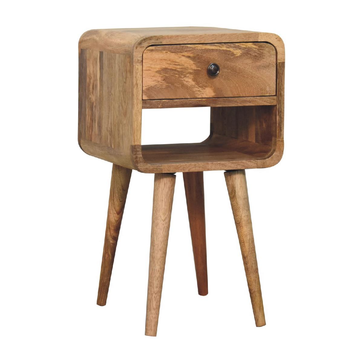 NACHTTISCH mit 1 Schublade, 1 offenes Fach, Beige - Eichefarben/Messingfarben, Holz/Metall (30/55/30cm) - Artisan Furniture