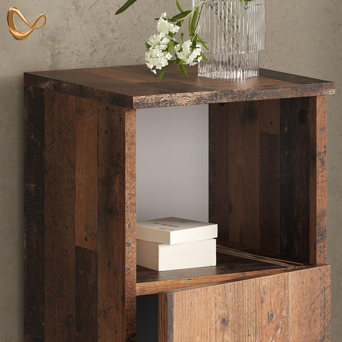 BADMÖBEL-SET Fucino Eiche rustikal 3 Teile, mit Midischrank - Wildeiche, Holzwerkstoff (60/54/32cm) - Livinity®