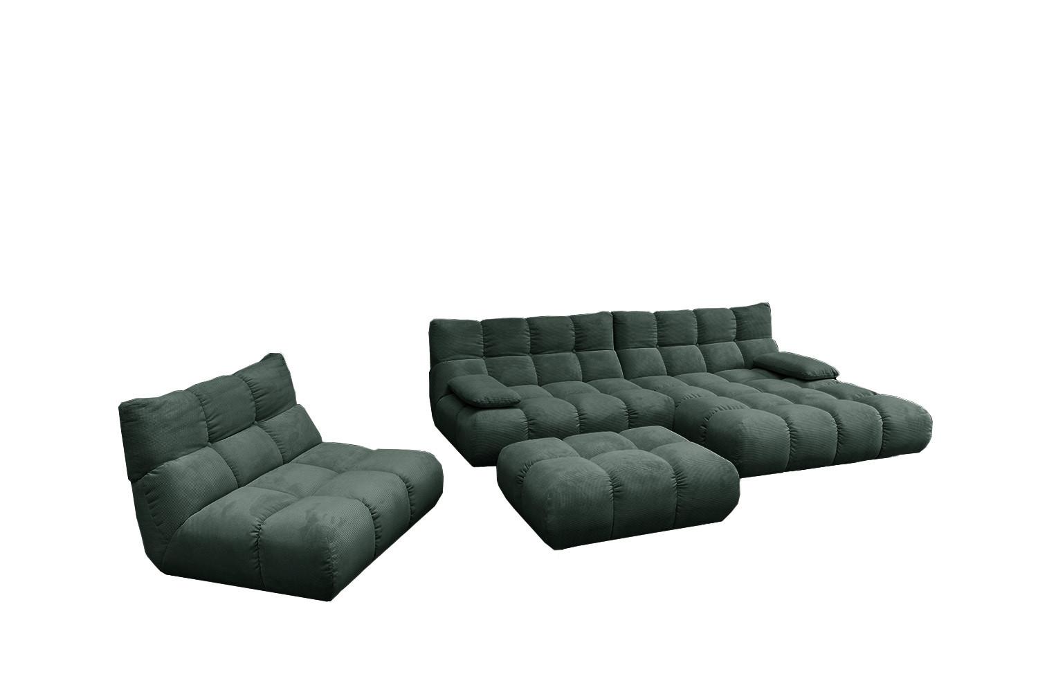SITZGRUPPE VIVIEN 3ER SET Smaragdgrün Cord (1er-Set) - Smaragdgrün, Kunststoff/Textil (510/85/359cm) - KAWOLA