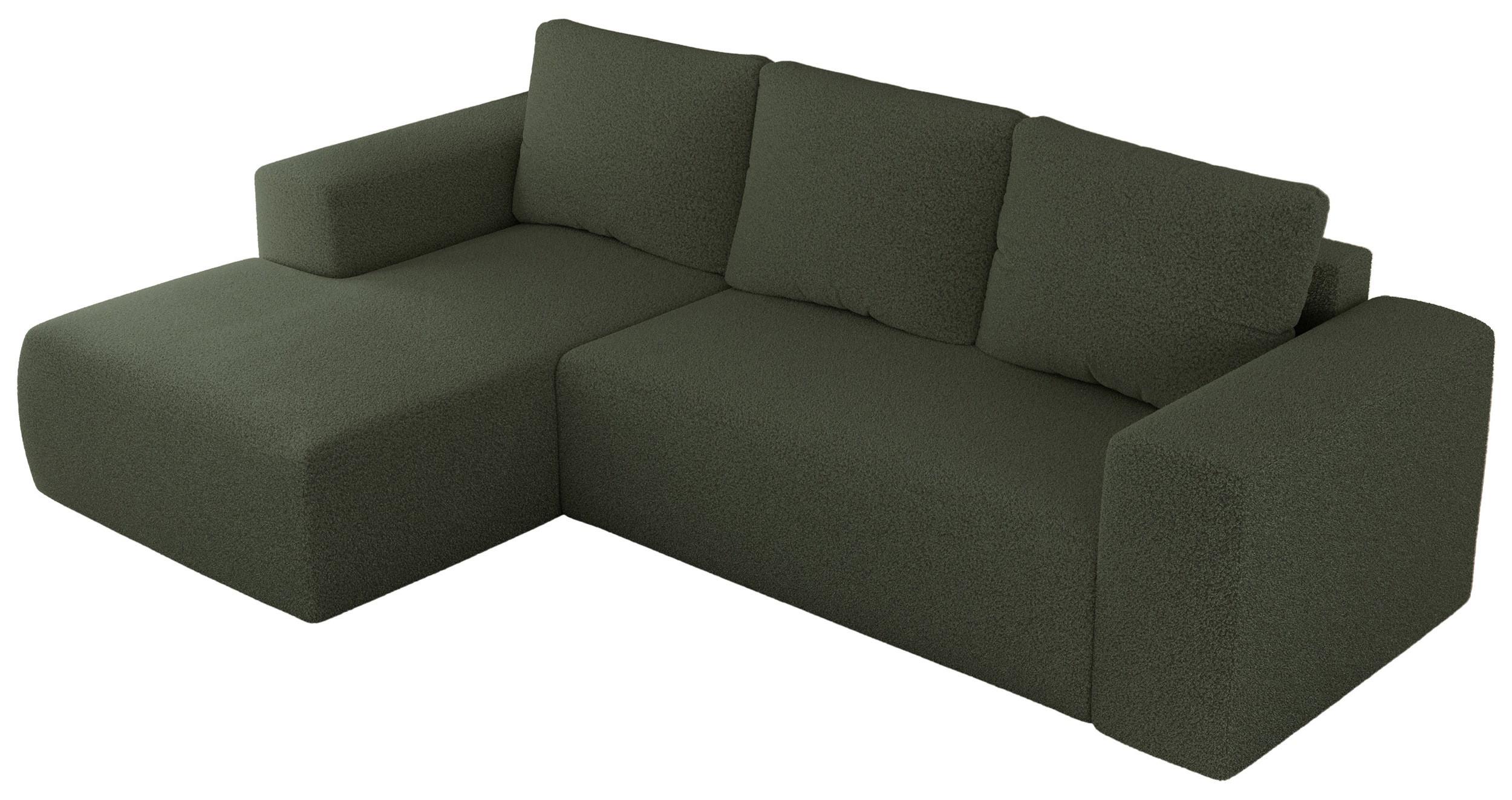 ECKSOFA TRENTINO L Grün Boucle - Links - Schwarz/Grün, Kunststoff/Textil (266/164cm) - MKS