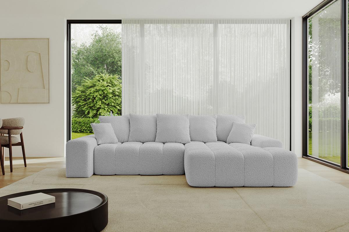 ECKSOFA Ottomane Rechts ENSI-L - 267x164x69 cm Hellgrau - Hellgrau, Holzwerkstoff/Kunststoff (164/267cm) - ALTDECOR