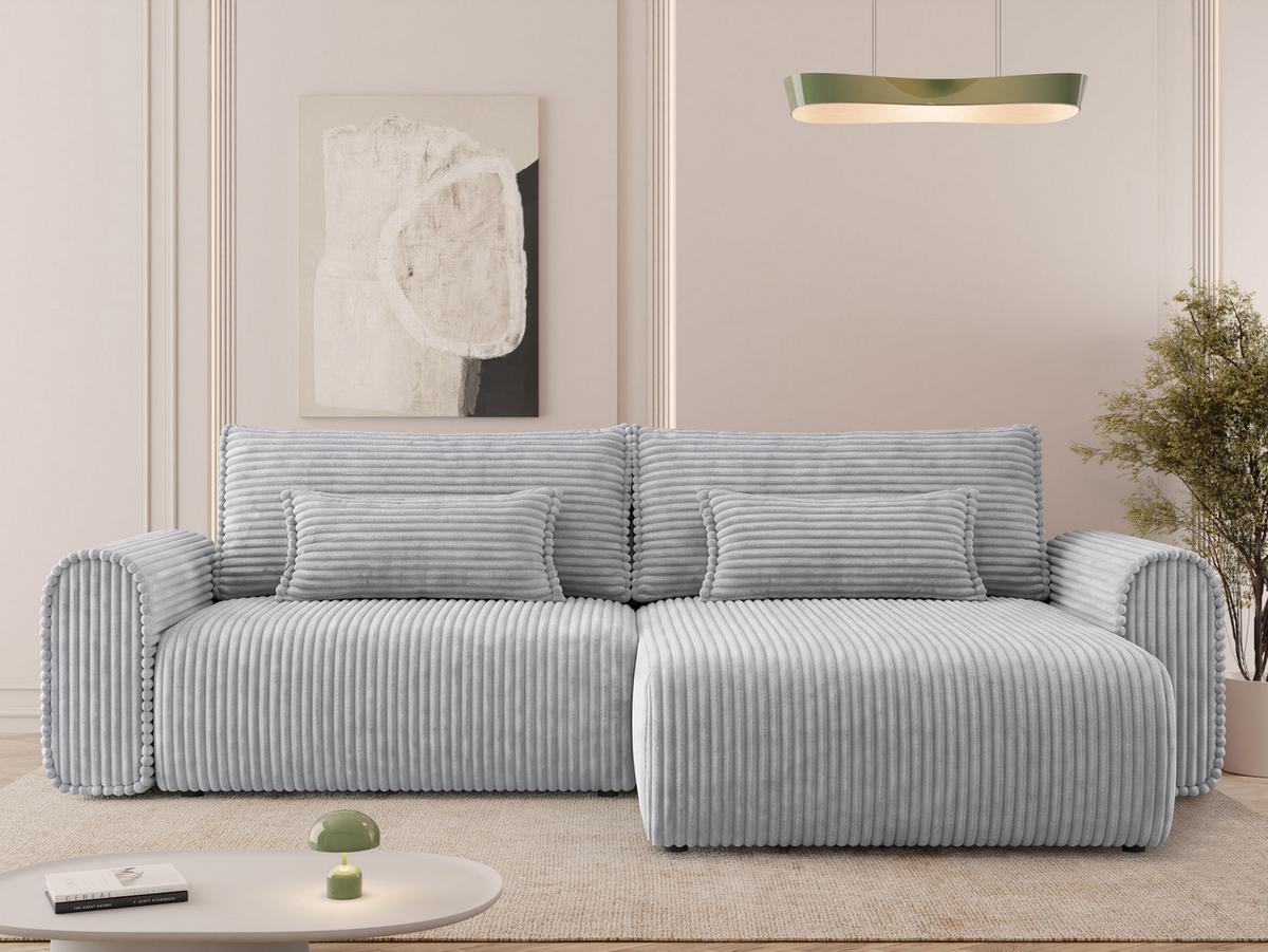 ECKSOFA Surles Cord - Hellgrau/Schwarz, Holz/Kunststoff (245/145cm) - MIRJAN24