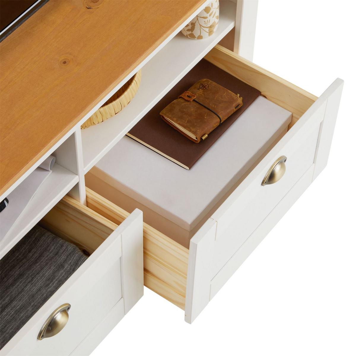 TV-LOWBOARD BOLTON weiß/braun - Weiß/Braun, Holz (110/50/40cm) - IDIMEX