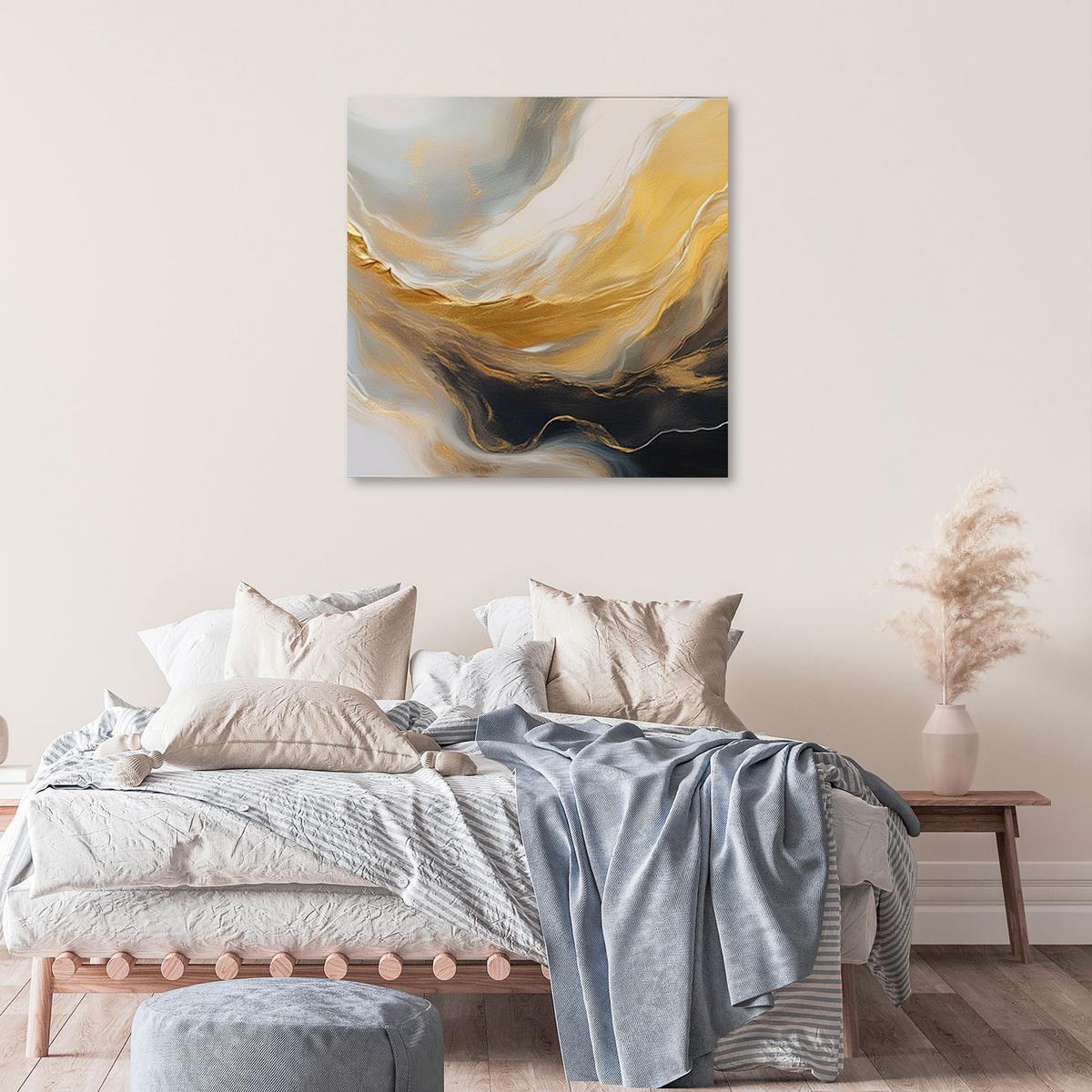 LEINWANDBILD Abstrakte Marmorstruktur Goldgrau 50x50cm - Goldfarben, Textil (50/50cm) - Feeby
