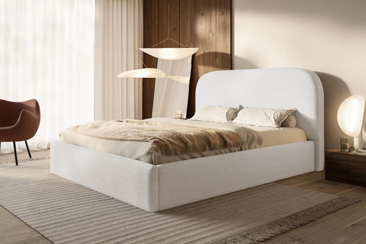 BETT 140x200 - Polsterbett mit Bettkasten und Holzrahmen - Modern Betten - Kuscheliger Catch-Me-Stoff - Kollektion Verona - Weiß - Weiß, Holz/Textil (140/200cm) - Alpi-Möbel