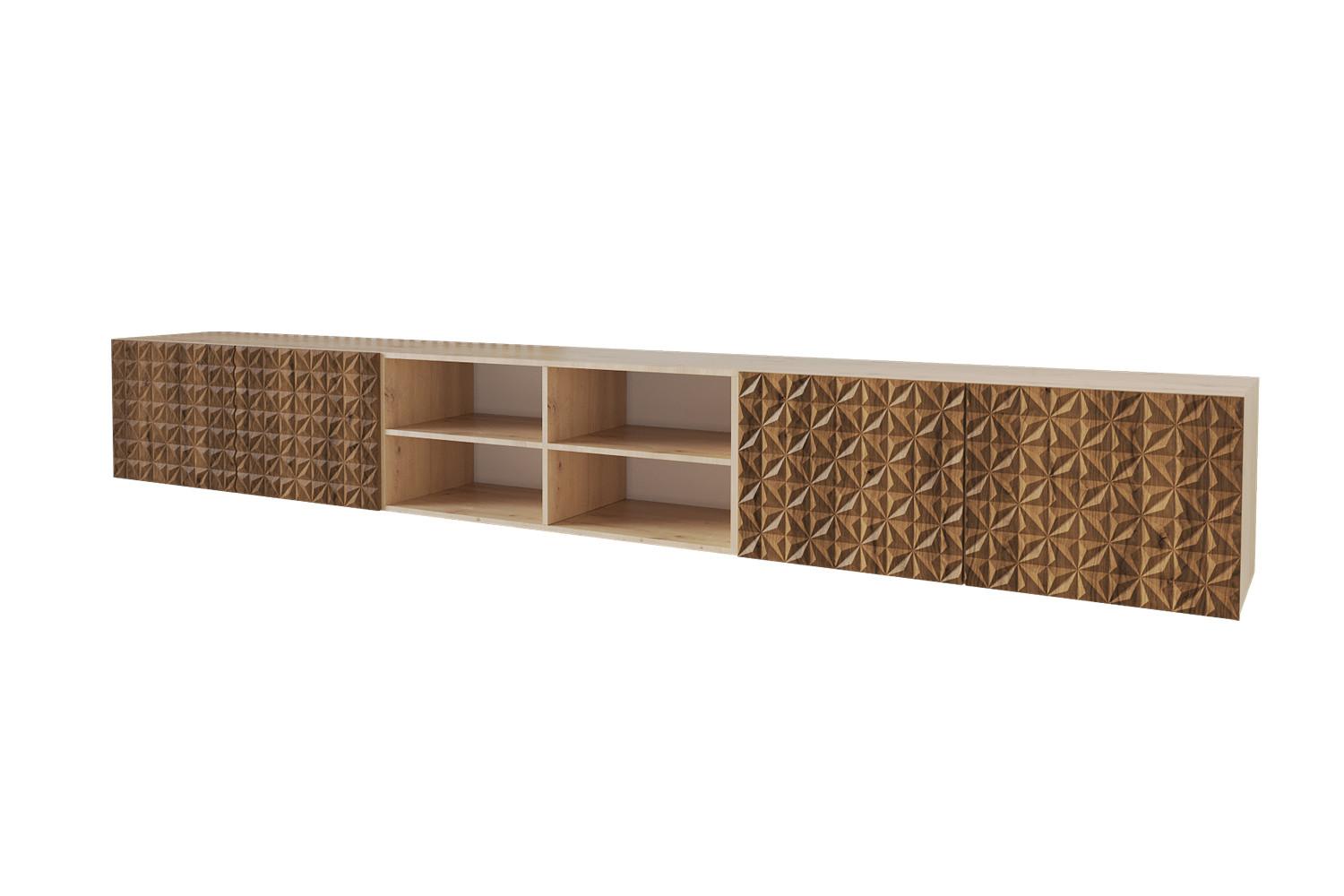 LOWBOARD VIRA-W 3x100x40x40 cm - Artisan / Katania - Eiche Wotan, Holzwerkstoff (300/40/40cm) - ALTDECOR