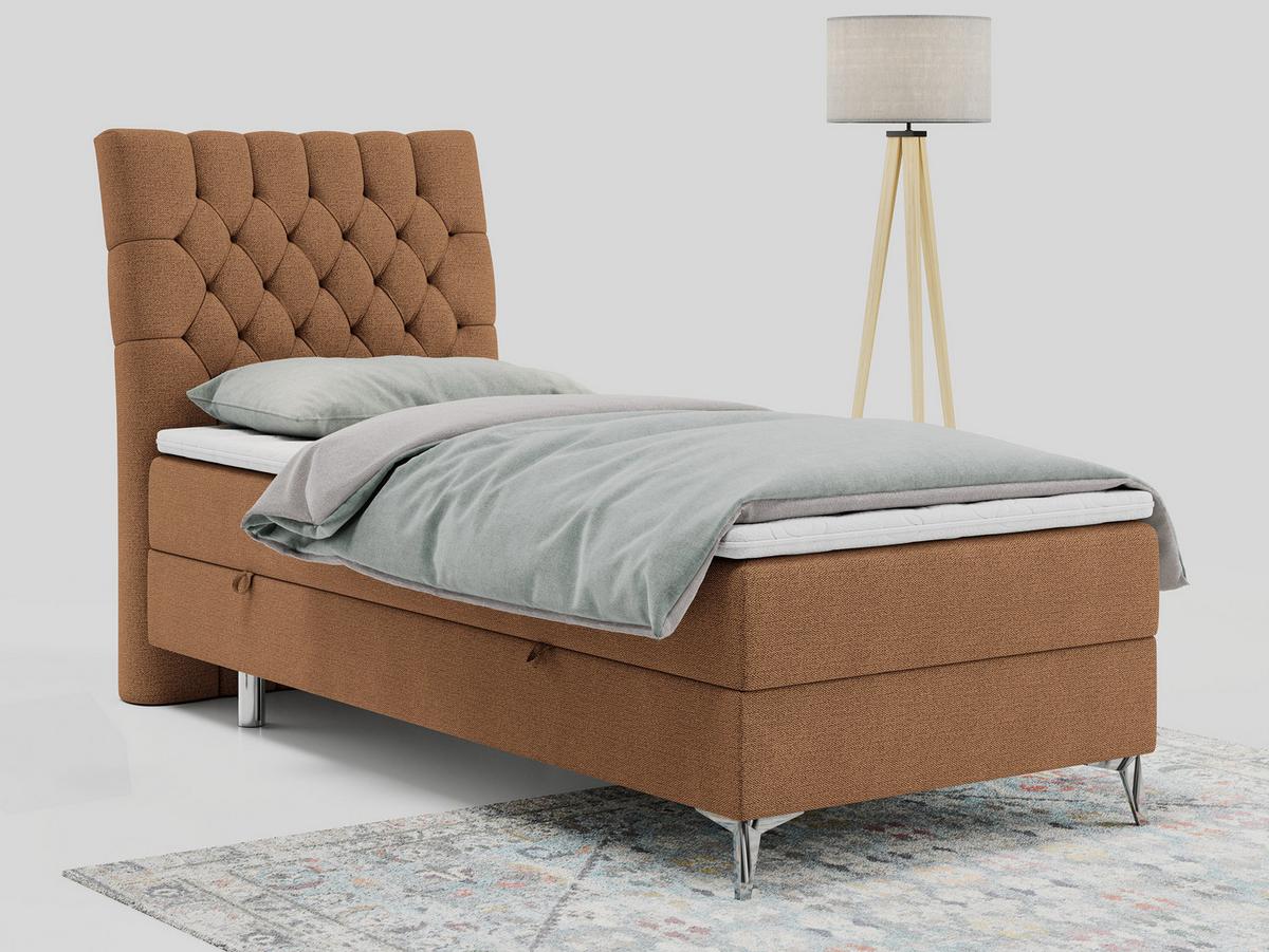 BOXBETT MILEN 90/200 Orange Struktur - H4 - Links Seite - Orange, Holz/Textil (90/200cm) - MKS