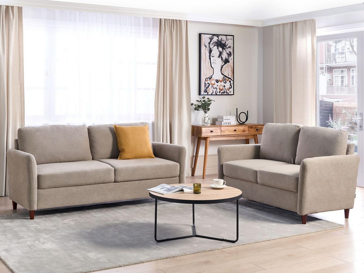 5-SITZER-SOFA SETStoff taupe mit Stauraum Mare - Beige/Dunkelbraun, Textil (77/77/184cm) - Beliani