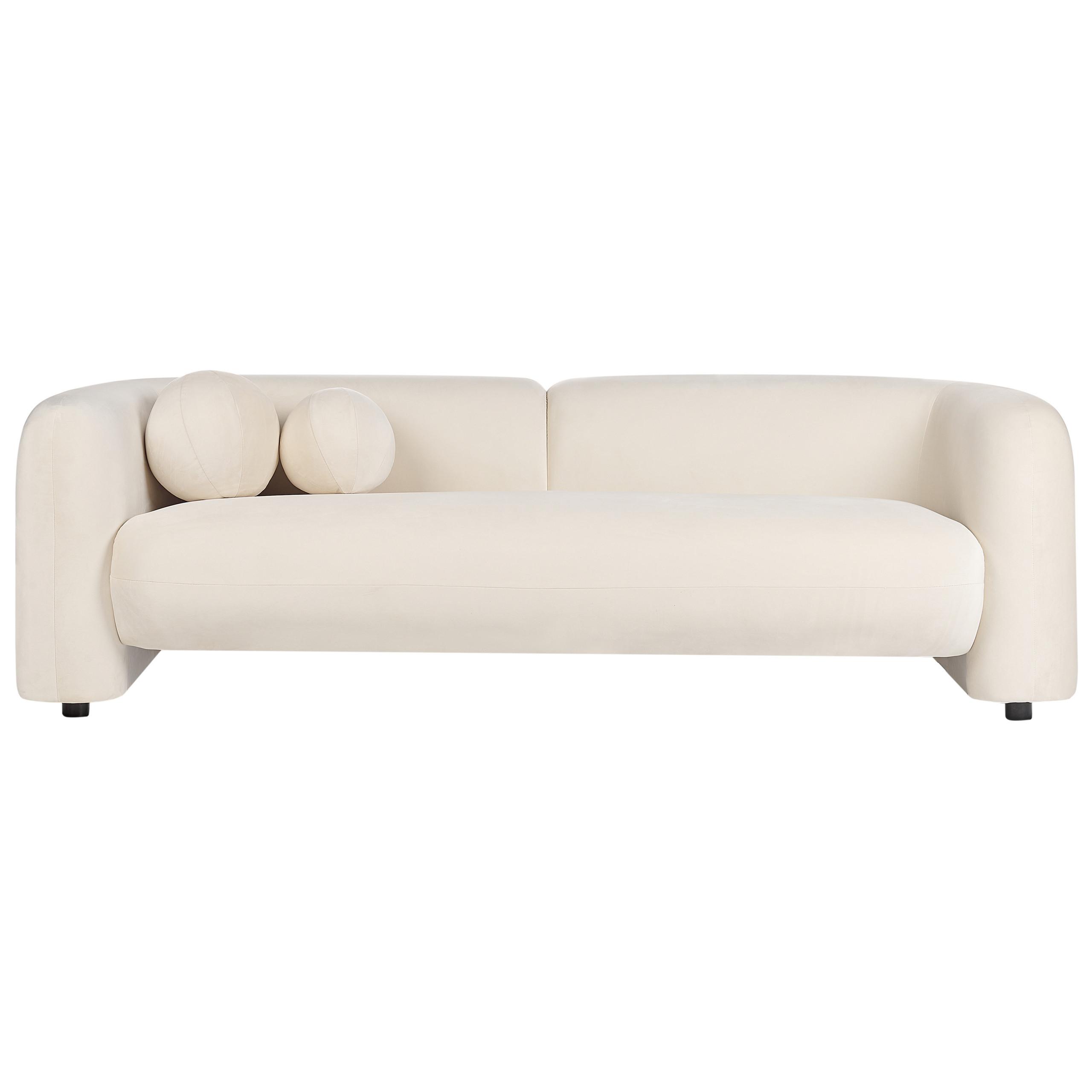 3-SITZER-SOFA Samtstoff cremeweiß Leiren - Weiß, Textil (224/73/83cm) - Beliani