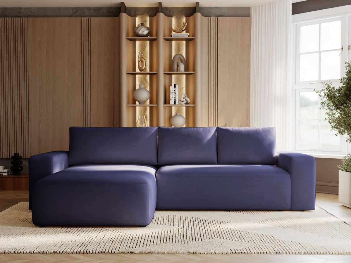 ECKSOFA Tazones Dunkelblau Links - Dunkelblau, Holz/Kunststoff (250/165cm) - Graingold