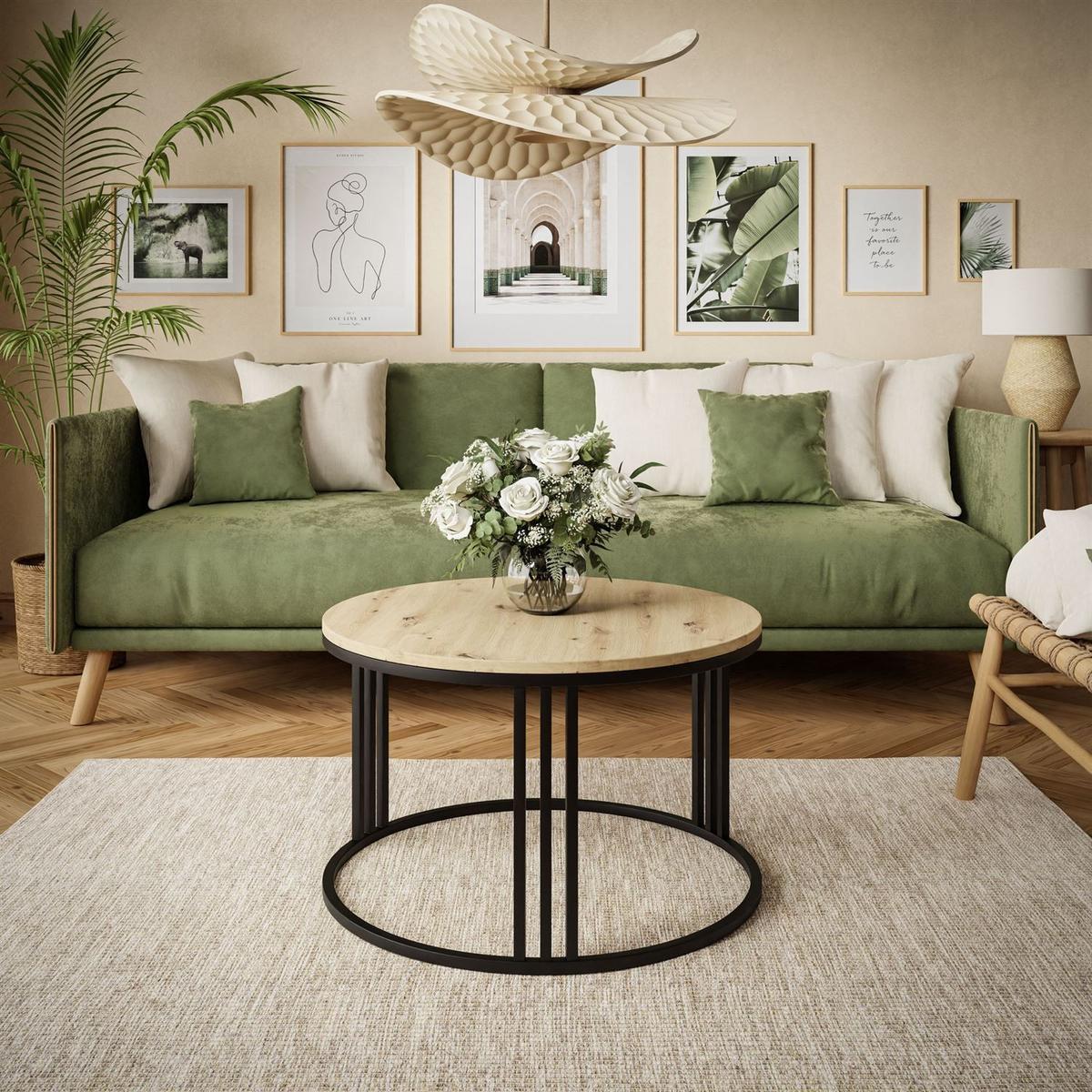 COUCHTISCH LORI LOFT - Hellbraun/Schwarz, Holzwerkstoff (70/70/48cm) - Lookway