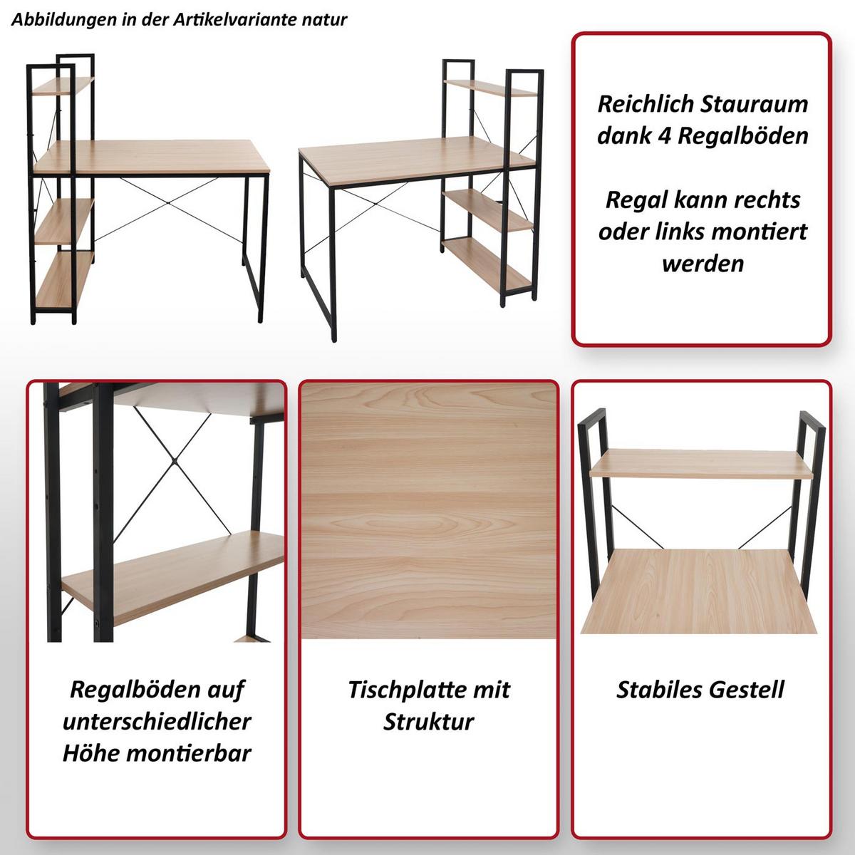 SCHREIBTISCH MIT REGAL eckig Beige - Beige, Holzwerkstoff (60/100/120cm) - MCW