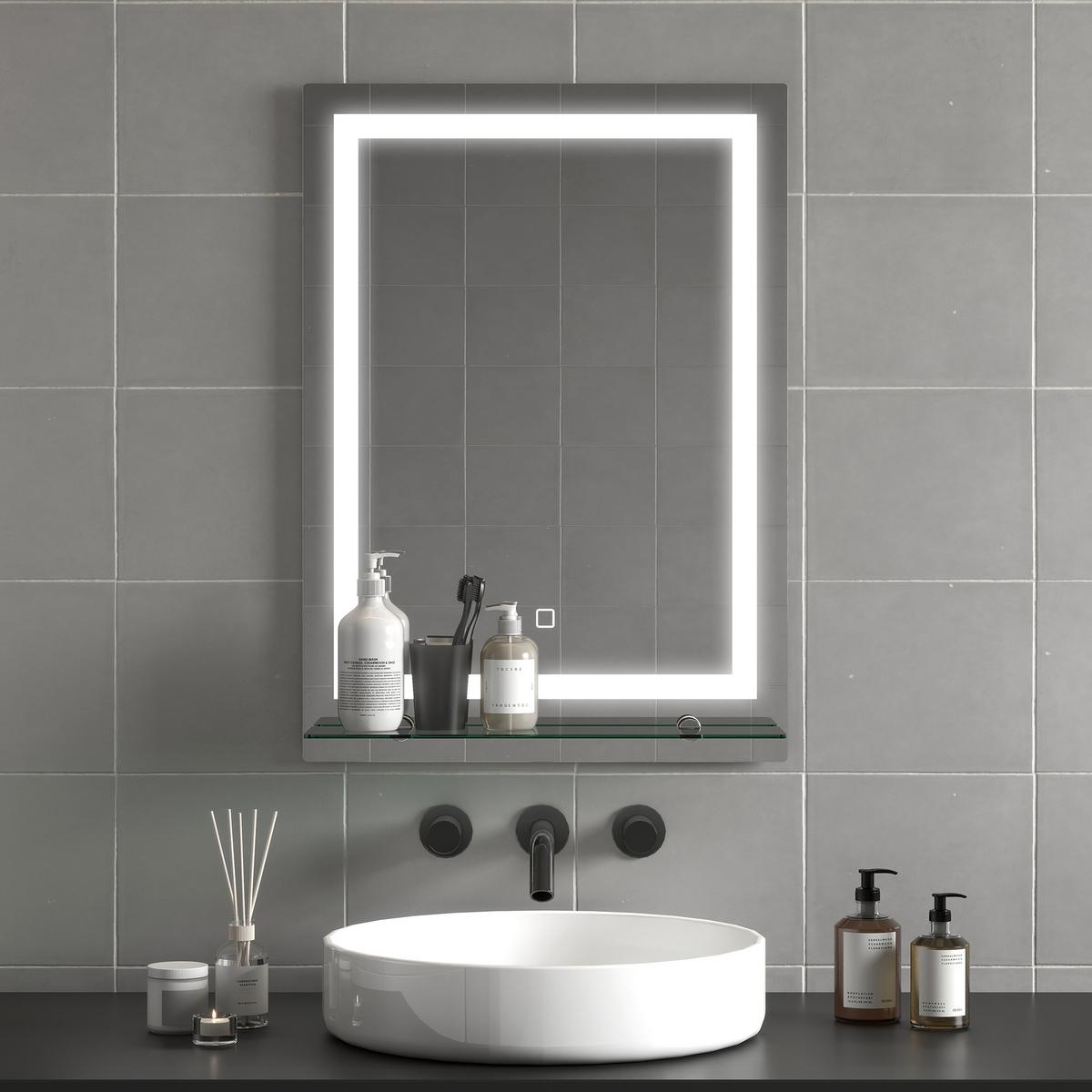 BADSPIEGEL Aluminium Hartglas Silber - Silberfarben, Metall (2.7/70/50cm) - Kleankin