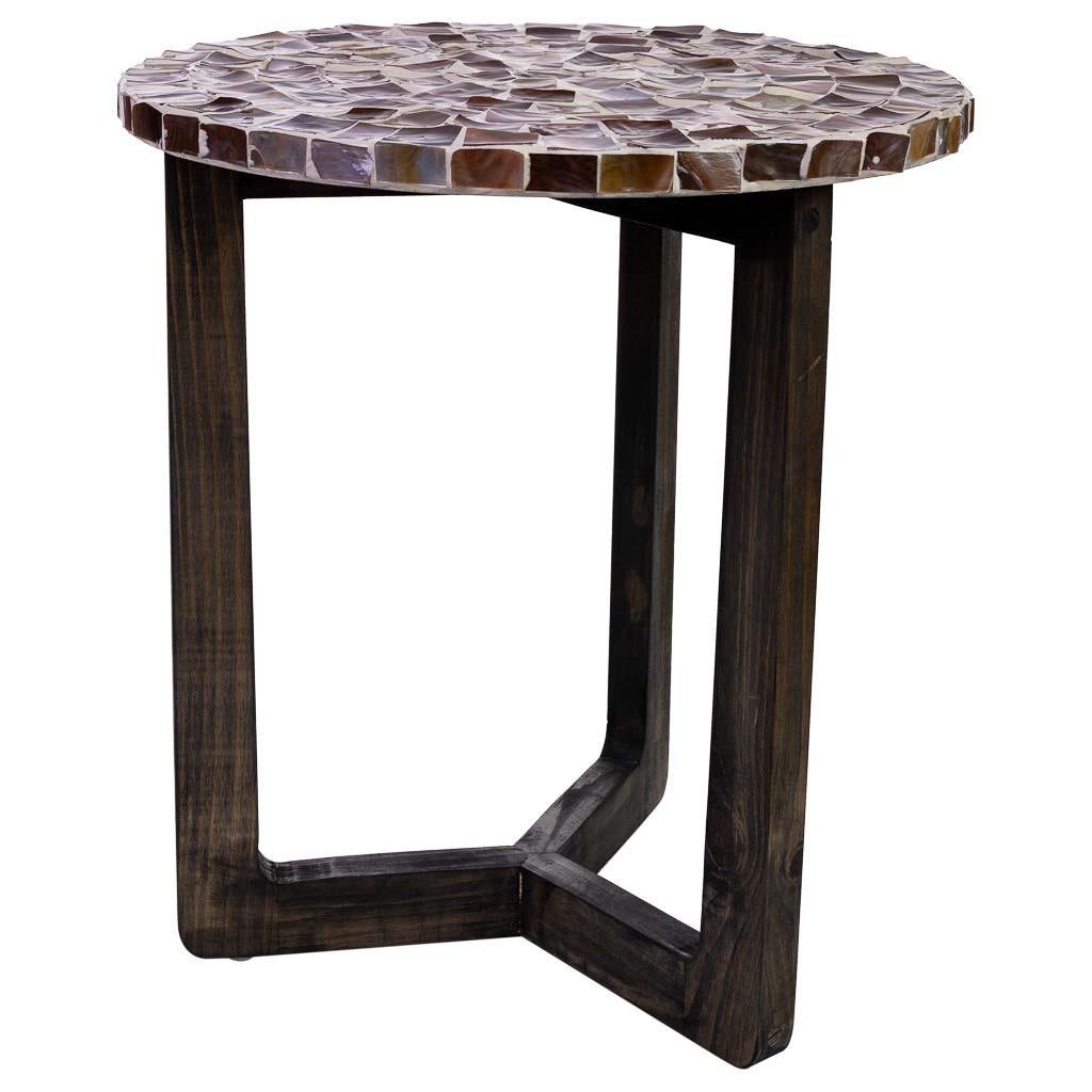 TISCH aus Holz und Capiz, braun, 40x45cm - Braun, Holz (40/40/45cm) - Wanderlust