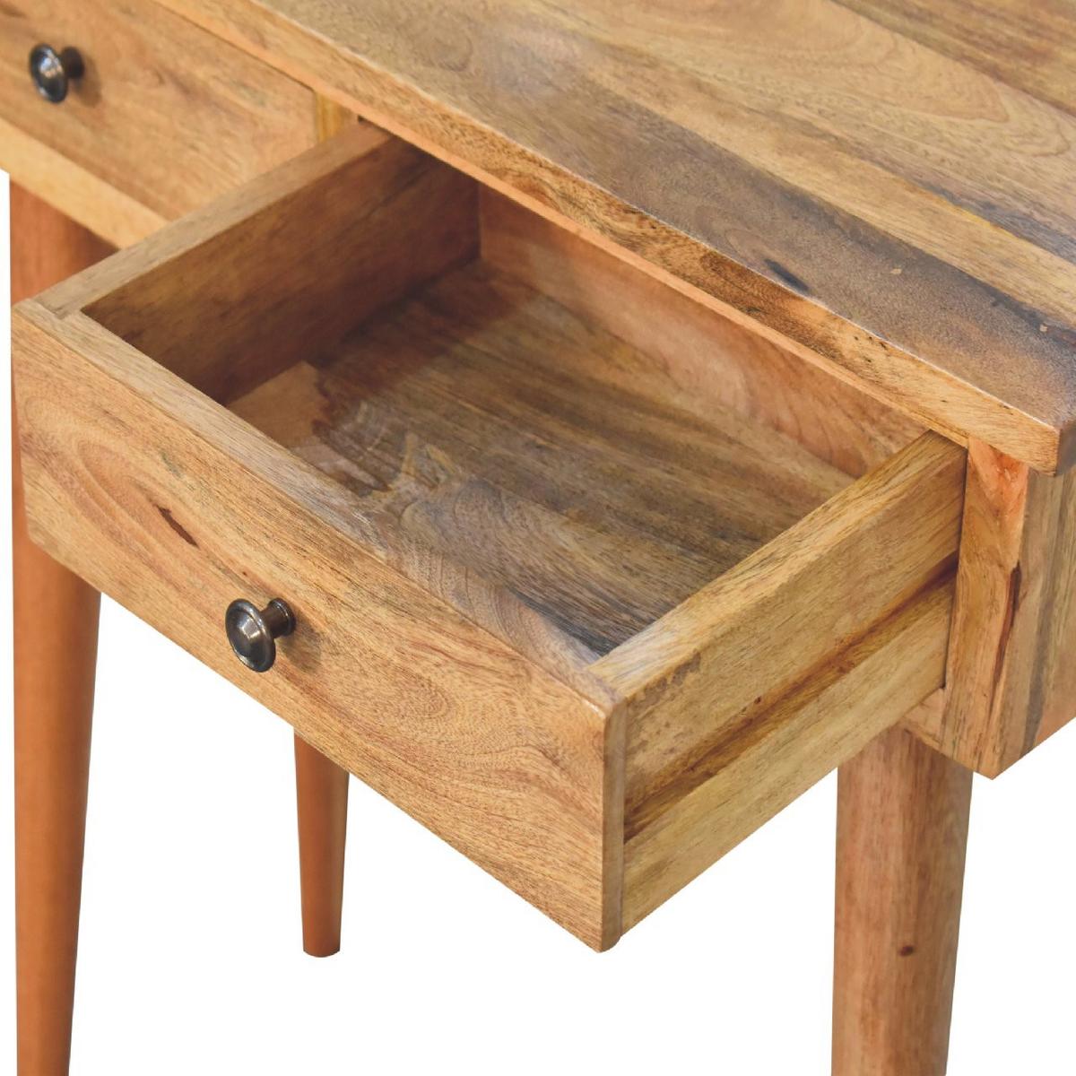 KONSOLE Eichen-Finish Kleine Flur Tisch, 2 Schubladen, Nordische Beine - Messingfarben/Braun, Holz/Metall (30/70/78cm) - Artisan Furniture