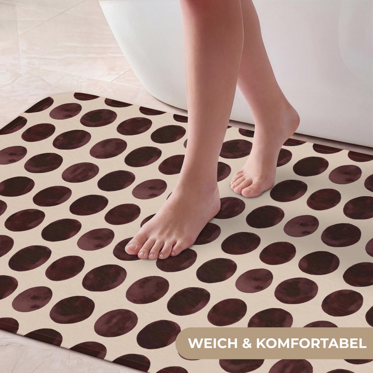 BADEMATTE Polka dots - Muster - Braun 120x60 cm - Bordeaux, Textil (120/60cm) - OnlyWow