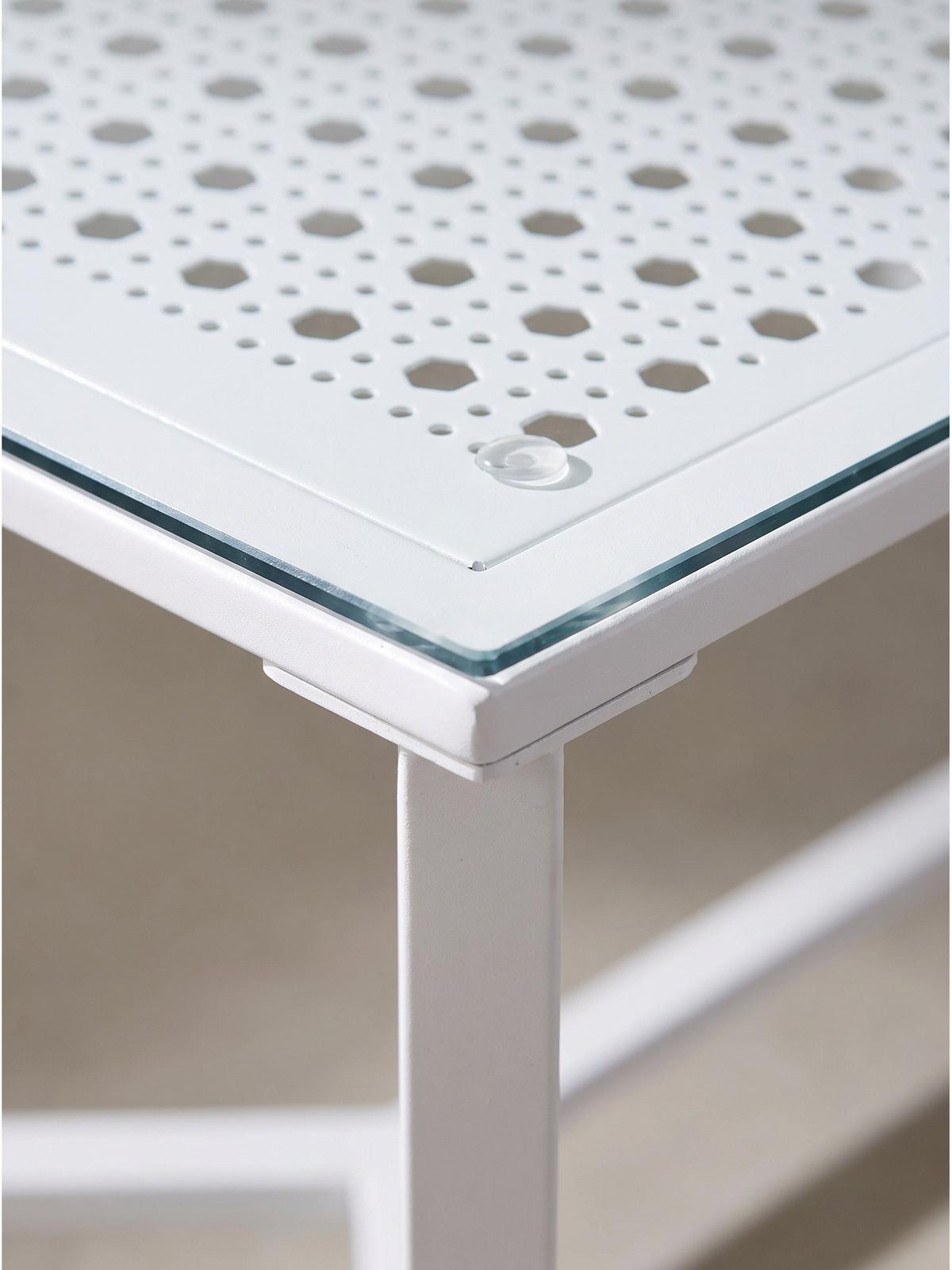 COUCHTISCH ALCUDIA, Einscheibensicherheitsglas, Weiß, 100 x 50 x 42 cm - Weiß, Glas/Metall (50/100/42cm) - KADIMA DESIGN