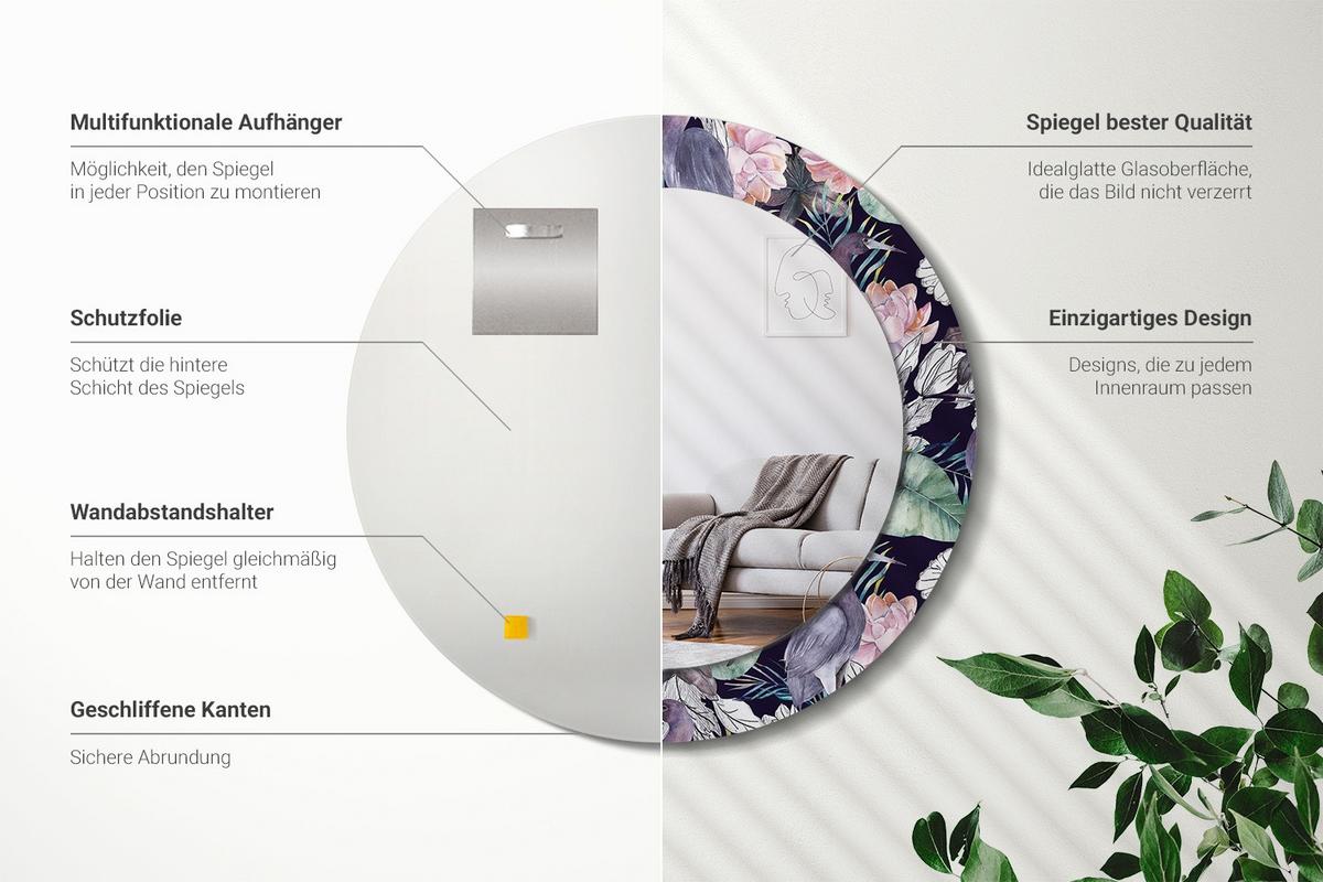 SPIEGEL Rund Ø 60 cm mit Aufdruck - Multicolor, Glas (60/60/0.4cm) - Wallfluent