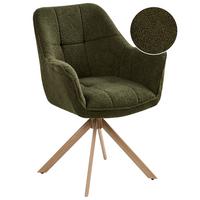 ESSZIMMERSTUHL drehbar Bouclé Grün Hayden - Braun/Grün, Textil (64/85/69cm) - Beliani