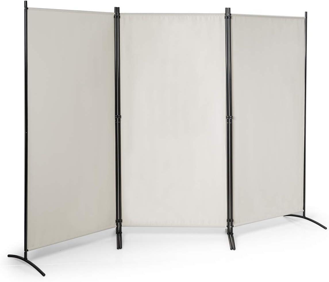 RAUMTEILER mit Untersetzern Beige - Beige, Textil (260/183cm) - COSTWAY