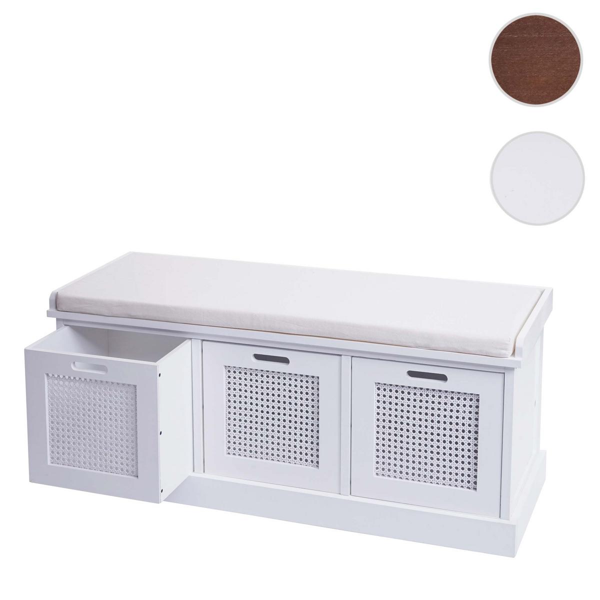 SITZBANK AUFBEWAHRUNGSBOXEN Cremeweiß - Creme/Weiß, Holz (110/47/40cm) - MCW