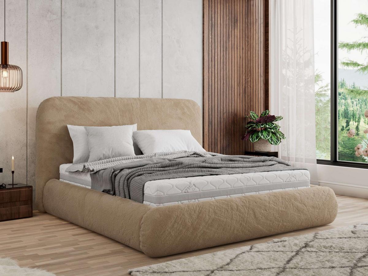 POLSTERBETT BENEA CLASSIC 180/200 - Beige Plüsch - Multipocket-Matratze - Beige, Textil (180/200cm) - MKS