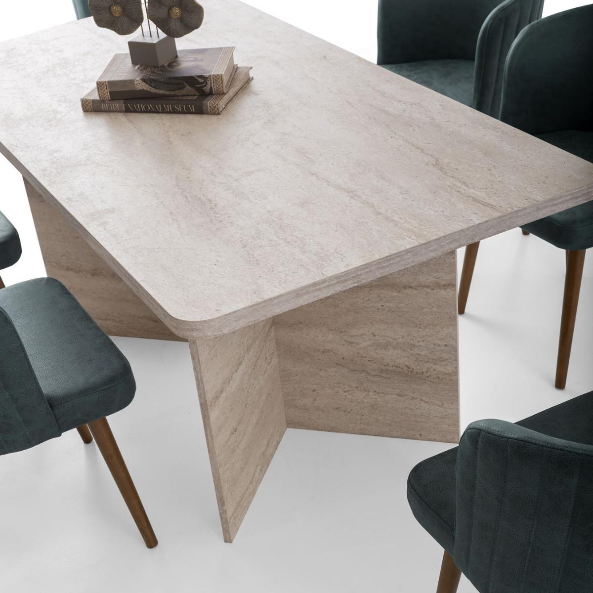 ESSTISCH mit rechteckiger Platte und 2 Beinen L180 cm - LOFT - Beige, Holzwerkstoff (95/90/77cm) - Calicosy