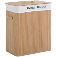 100L Wäschekorb Wäschebox Wäschesammler Wäschesortierer 2 x Fach Bambus - Naturfarben, Naturmaterialien (32/63/52cm) - HOMCOM