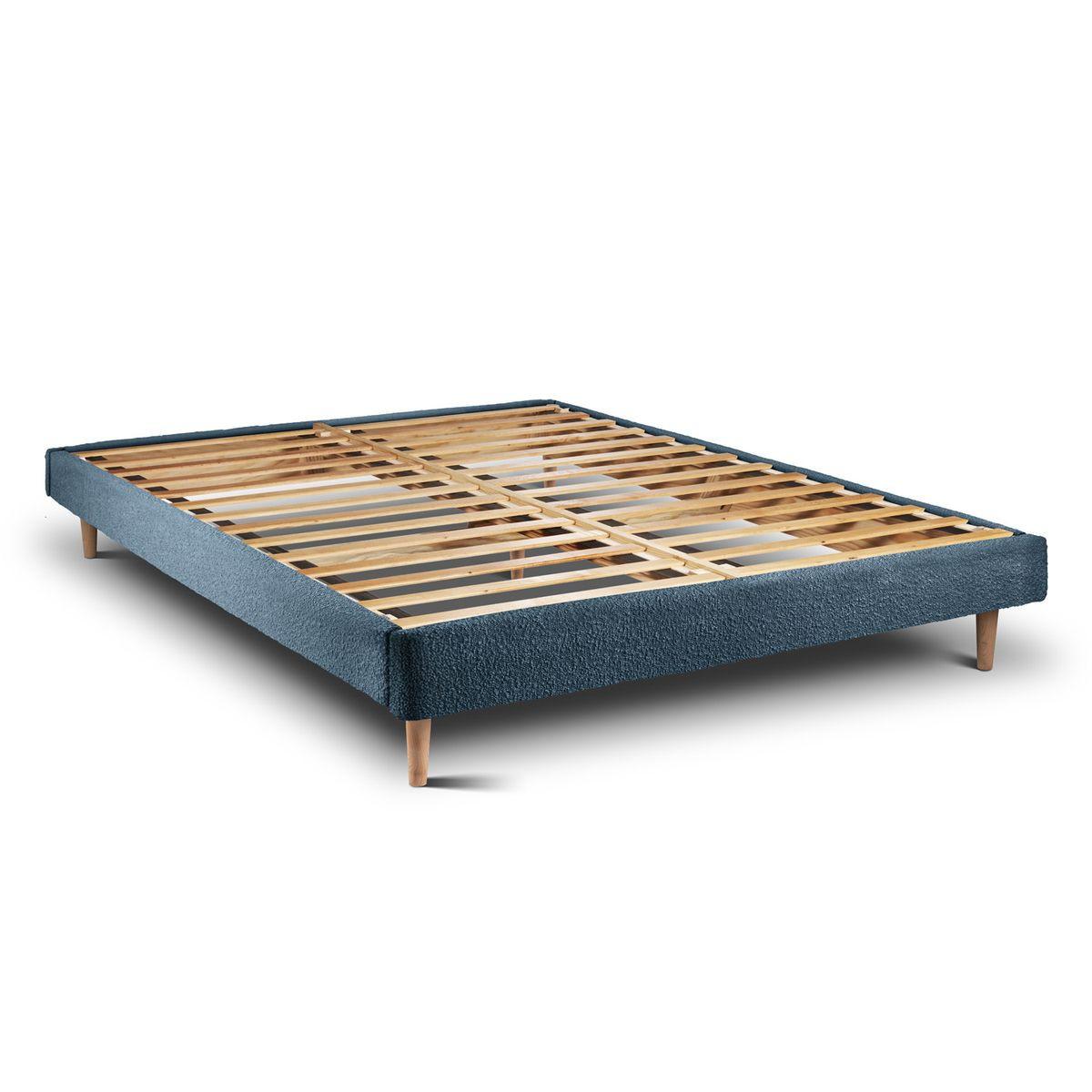 LATTENROST – Bouclé-Stoff– Bausatz zur Selbstmontage - 180x200 cm - Blau/Beige, Karton/Holz (180/200cm) - Sommeil de Plomb