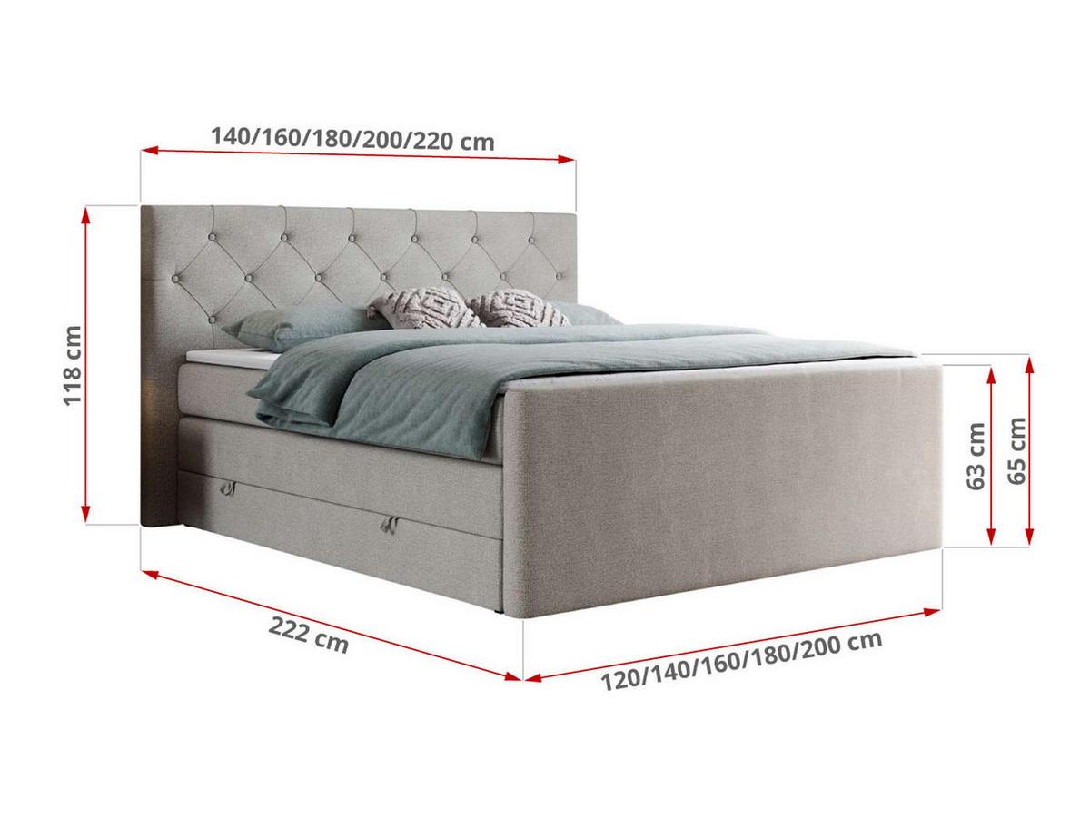 BOXSPRINGBETT KING VELEN 120/200 Beige Struktur - H4 - Beige, Holz/Textil (120/200cm) - MKS