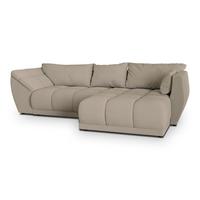 ECKSOFA ORENTI R-S Beige Boucle-Stoff mit Schlaffunktion - Beige, Holz (287/182cm) - MASSENO