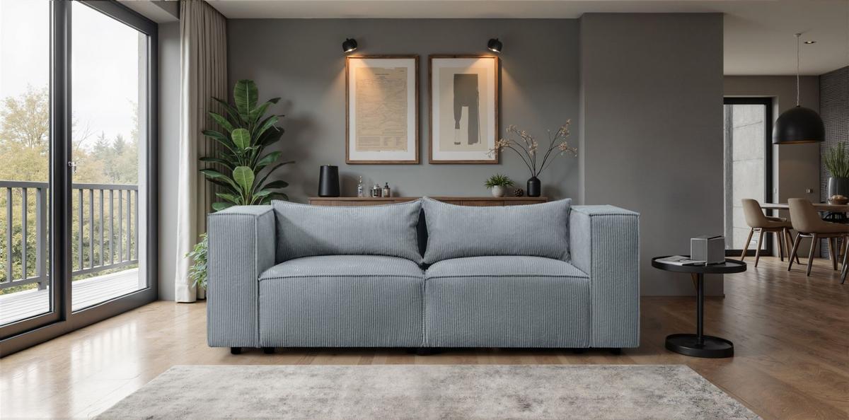 SOFA 2-sitzer Nevio - Blaugrau, Holzwerkstoff/Textil (210/71/105cm) - Fun Möbel
