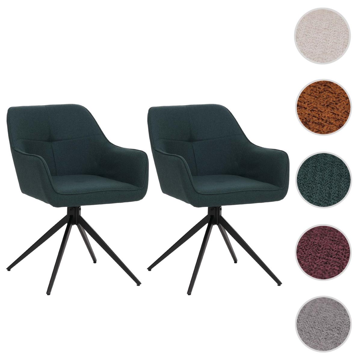 ESSZIMMERSTUHL Schwarz, Petrol 2er-Set - Petrol/Schwarz, Textil (53/80/59cm) - MCW