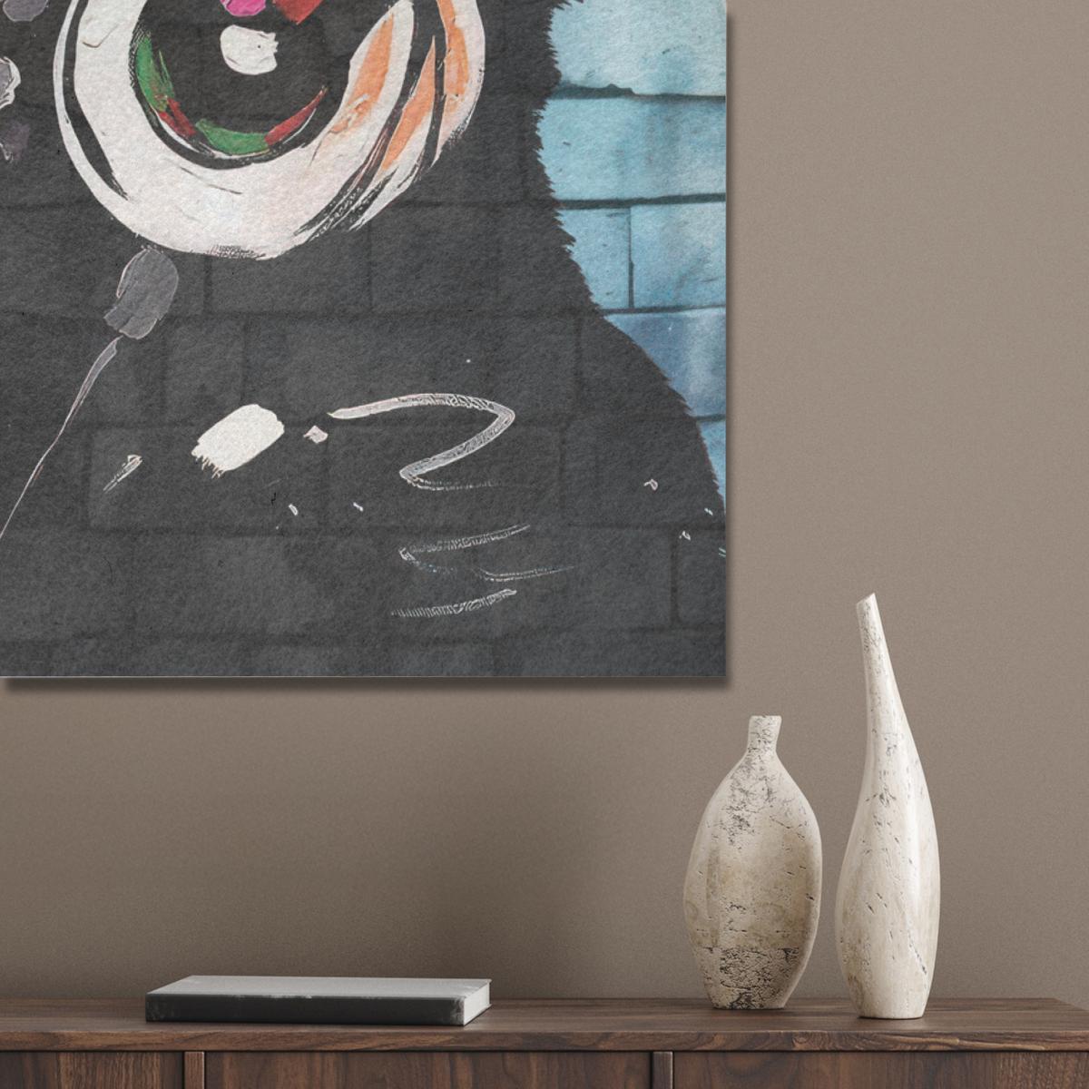 AKUSTIKBILD Affe - Graffiti - Musik Wanddeko 70x100 cm - Multicolor, Kunststoff (70/100/0.9cm) - MuchoWow