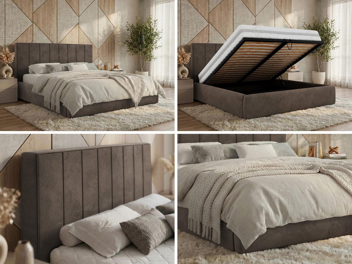POLSTERBETT TENARDO CLASSIC 140/200 - Braun Velvet - ohne Matratze - Schwarz/Braun, Kunststoff/Textil (140/200cm) - MKS