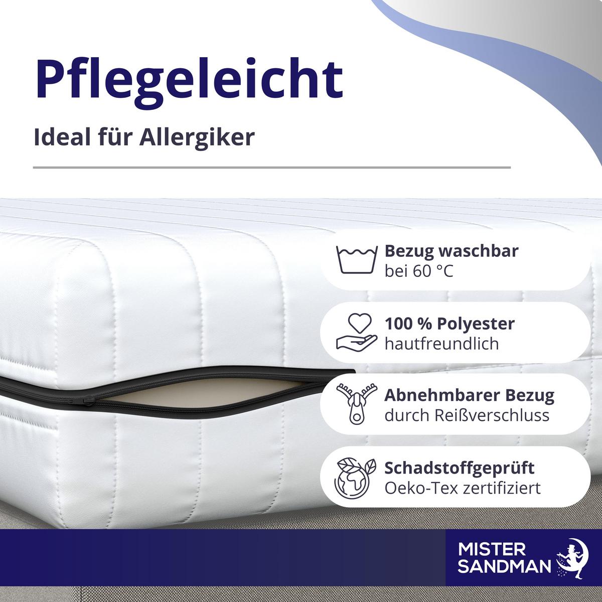 7-ZONEN KALTSCHAUMMATRATZE 100x200 cm – H2 & H3 Wendematratze – 18 cm Höhe - Weiß, Textil (100/200cm) - Mister Sandman