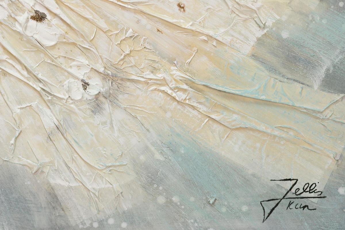 ACRYLBILD HANDGEMALT 100/75 cm - Weiß/Grau, Holz/Textil (100/75cm) - KUNSTLOFT