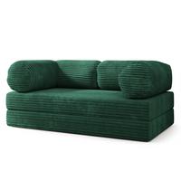 BETTSOFA ALVIO aus Schaumstoff Kordstoff Grün Schlaffunktion - Grün, Textil (170/68/80cm) - MASSENO