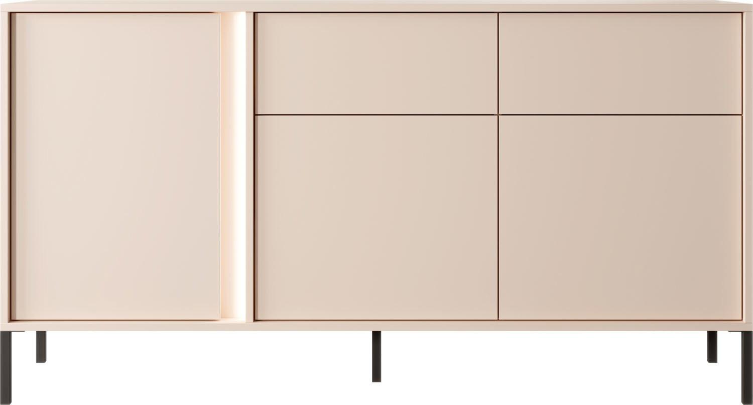 SIDEBOARD Donna in Beige mit LED 153/81/40 cm - Beige/Schwarz, Holzwerkstoff/Metall (153.1/81.4/39.5cm) - WFL GROUP