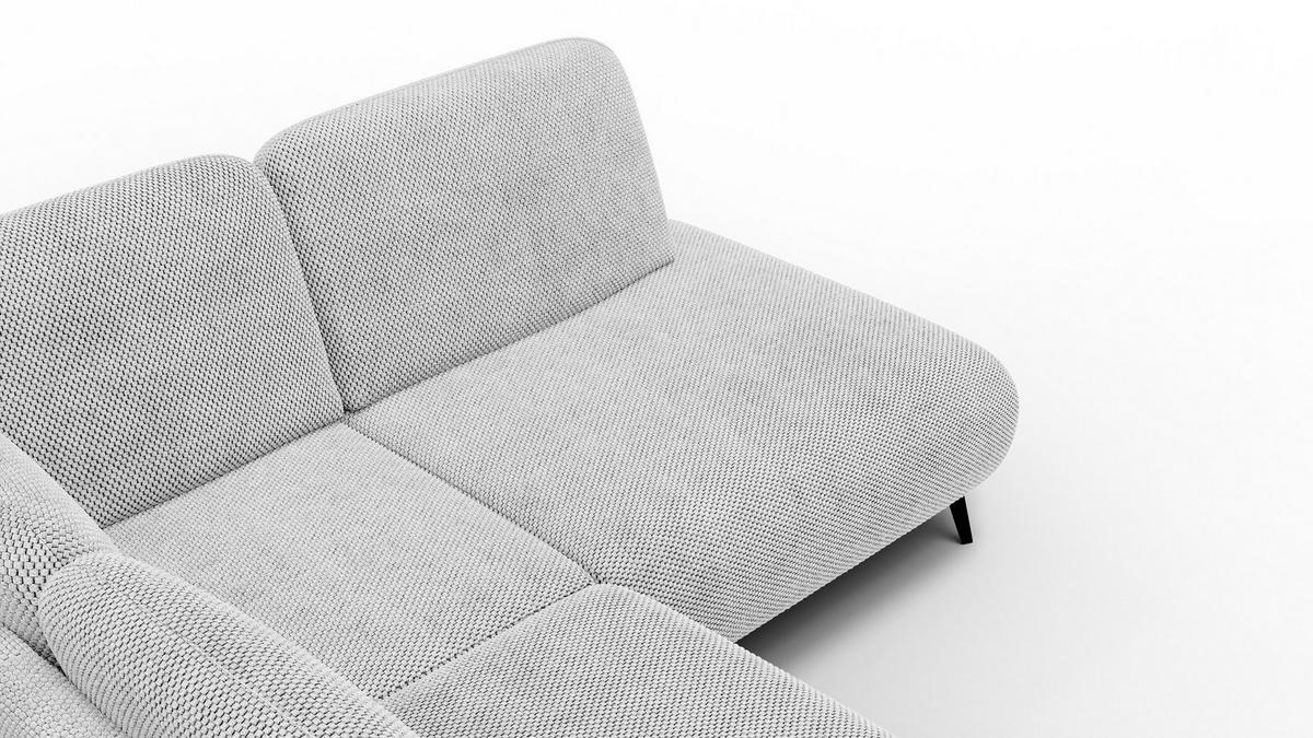 ECKSOFA FEBE 5-Sitzer rechts, hellgrau - Hellgrau/Schwarz, Holz/Textil (271/190cm) - Wozimo